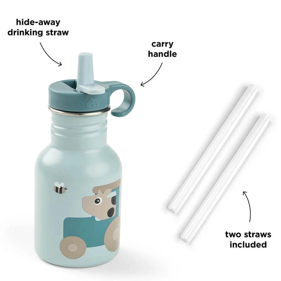 Botella de acero DONEBYDEER 350ml. · tiny farm azul