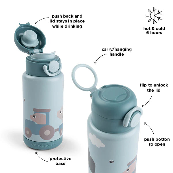 Botella de acero térmica DONEBYDEER tiny farm · azul