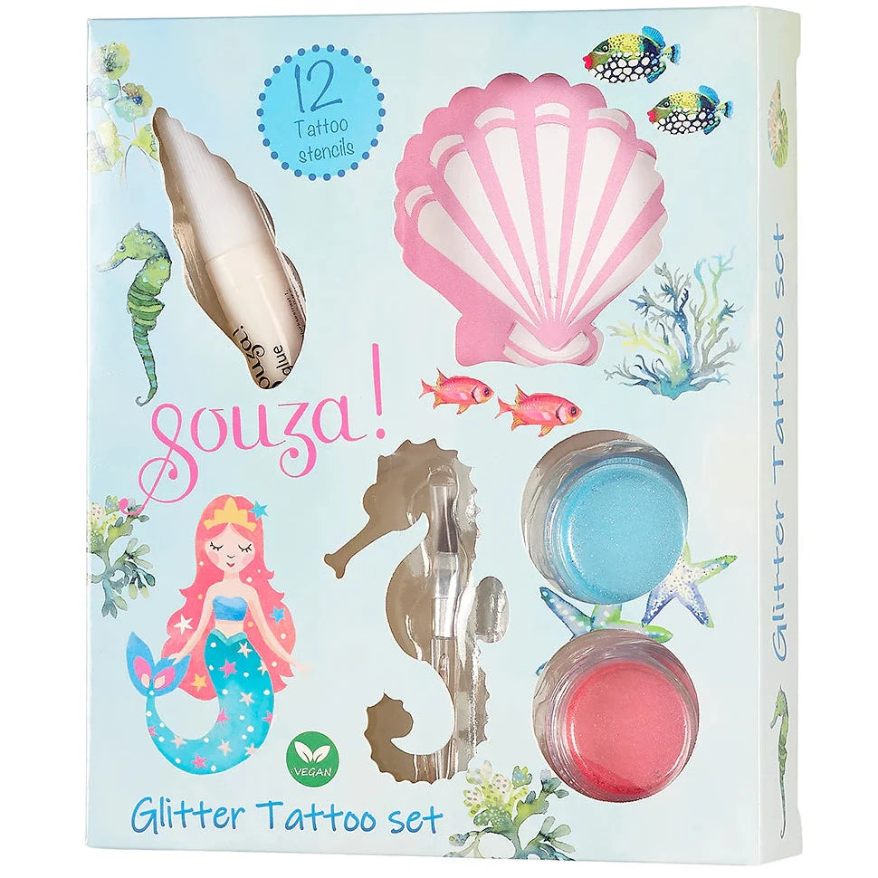 Set de tatuajes con purpurina · sirena