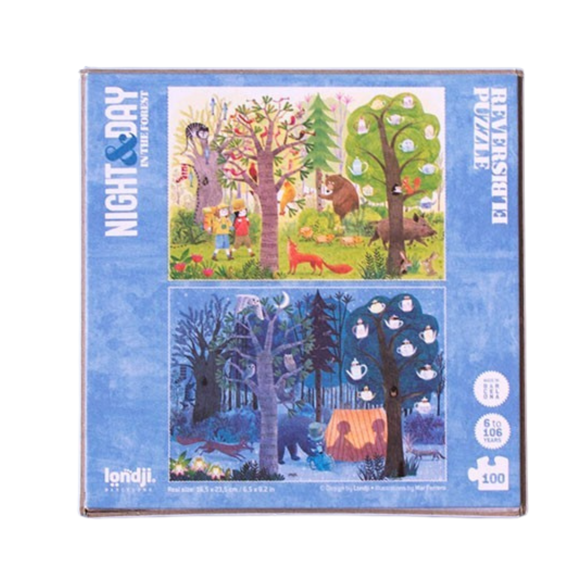 Puzzle pocket ¡reversible! night and day in the forest