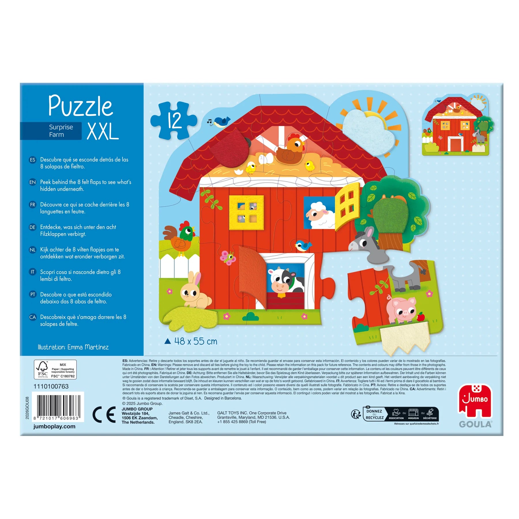Puzzle XXL granja ¡con solapas!: 12 piezas