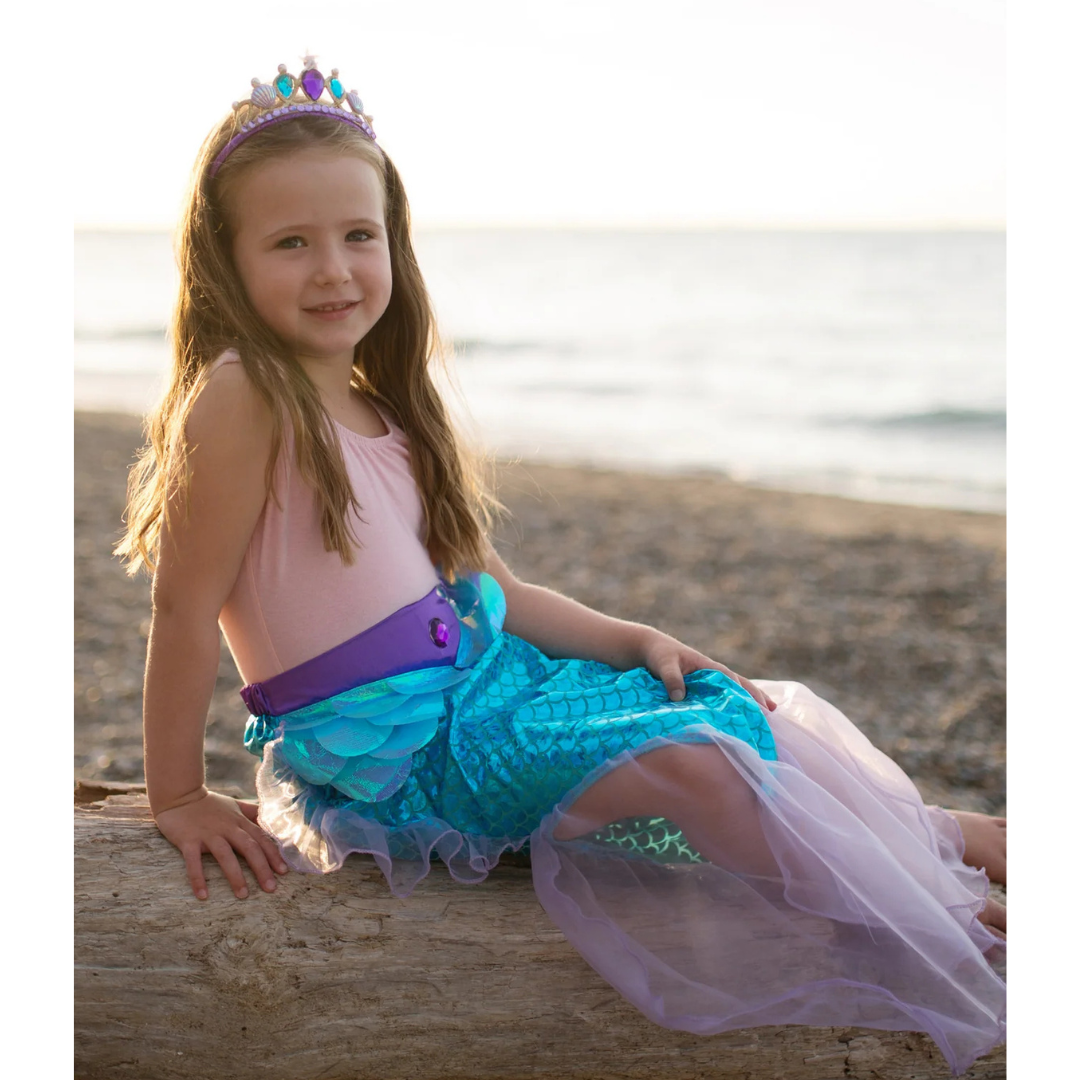 Disfraz brillante de sirena con diadema