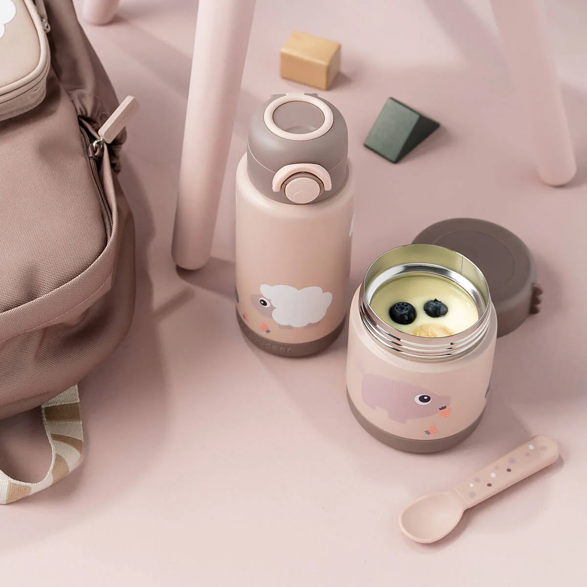 Botella de acero térmica DONEBYDEER tiny farm · rosa