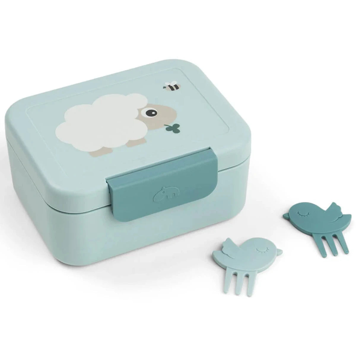 Fiambrera SNACK con separador DONEBYDEER · tiny farm azul
