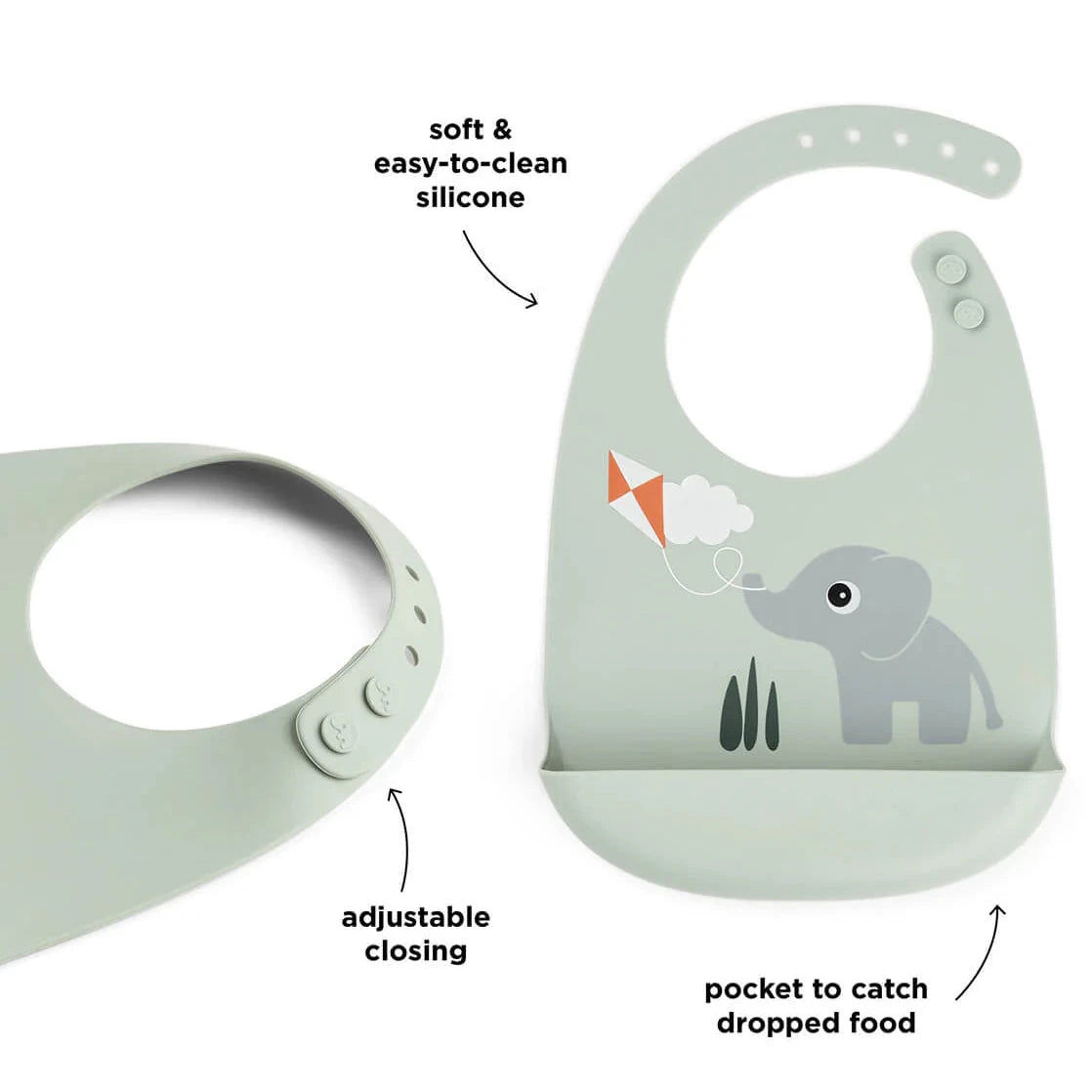 Babero de silicona DONEBYDEER · playground verde