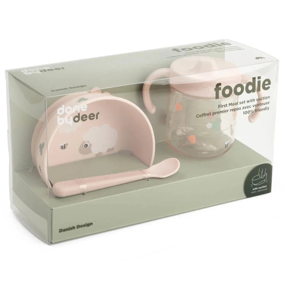 Vajilla con ventosa DONEBYDEER tiny farm · rosa