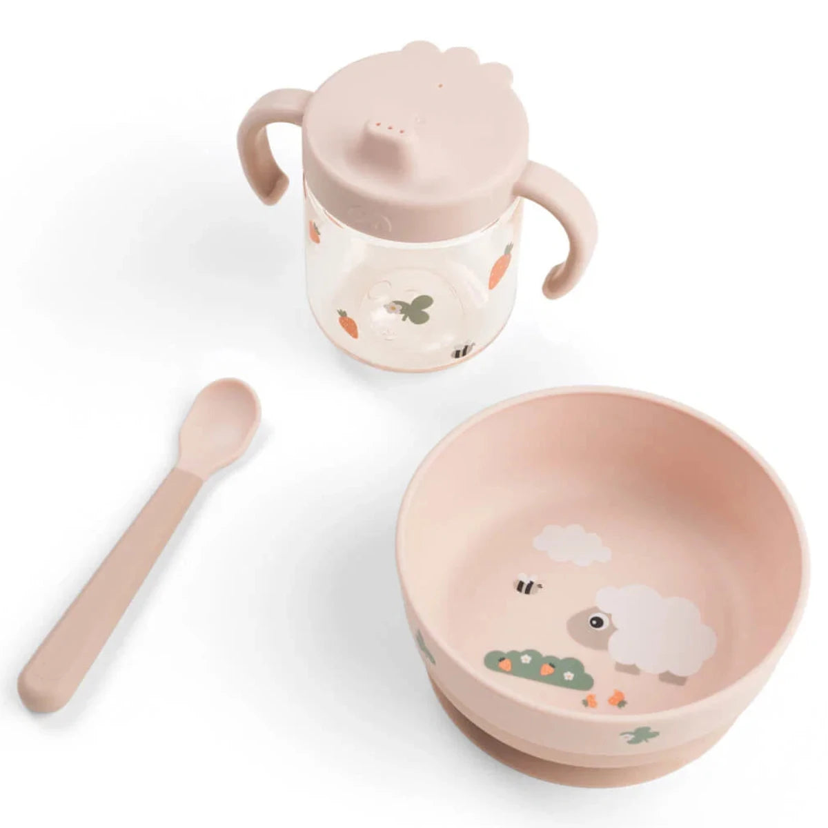 Vajilla con ventosa DONEBYDEER tiny farm · rosa