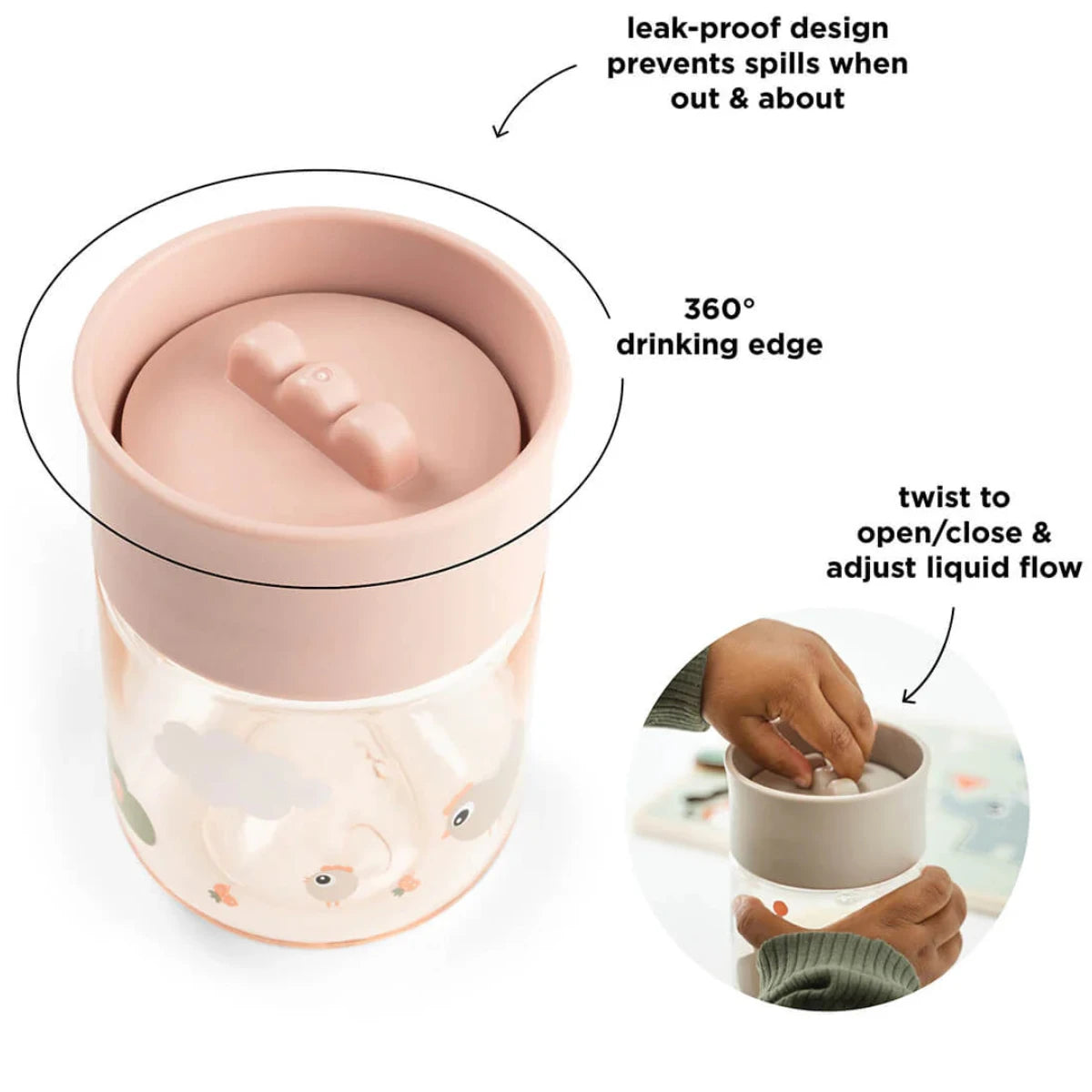 Taza de aprendizaje 360 DONEBYDEER · tiny farm rosa