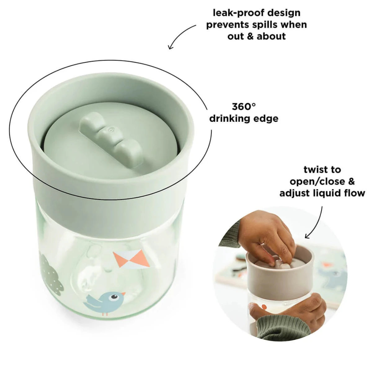 Taza de aprendizaje 360 DONEBYDEER · playground verde