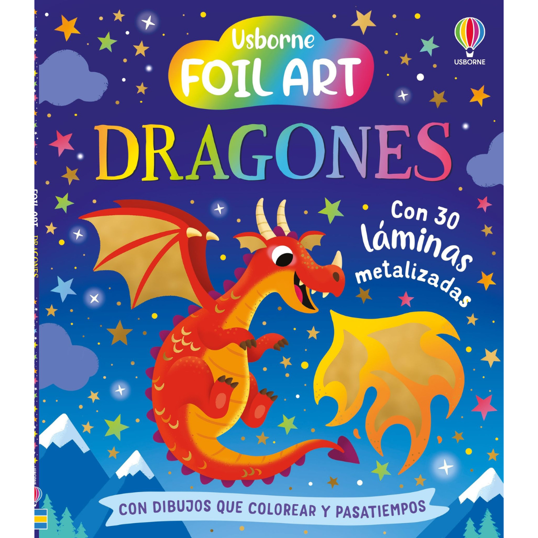 Colorea con láminas metalizadas: dragones