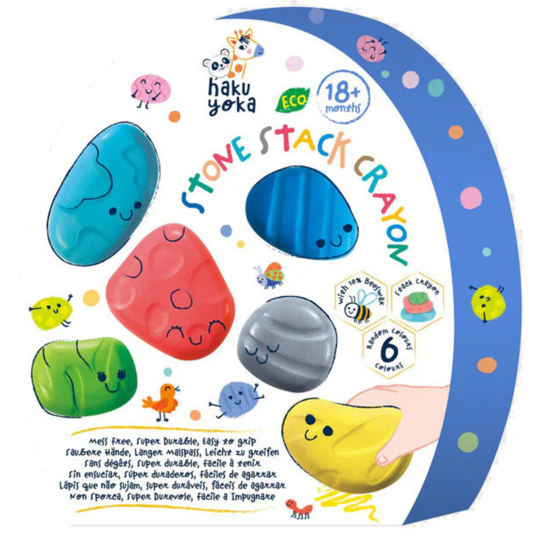 6 crayons apilables de piedras