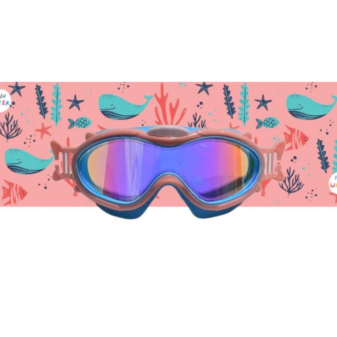 Máscaras de natación infantiles con turbante · rosa con ballenas