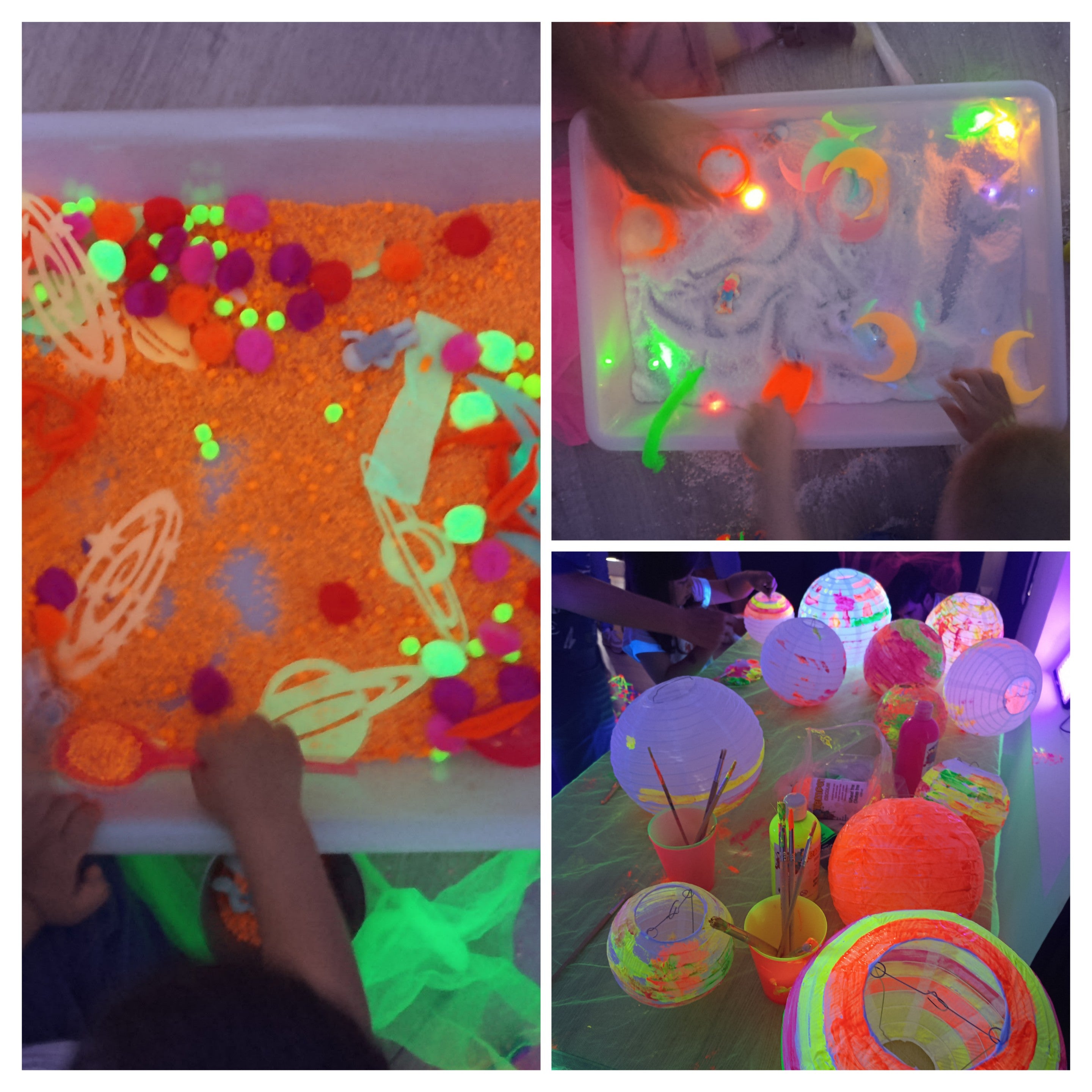 Taller sensorial con luz negra TRAVESURAS MISTERIOSAS · 18 de octubre de 2025