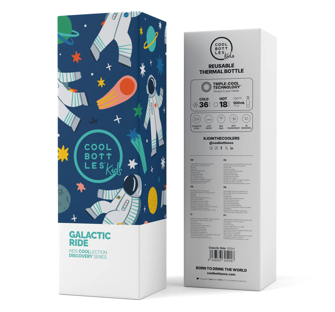 Botella de acero con pajita 500 ml. · galactic ride