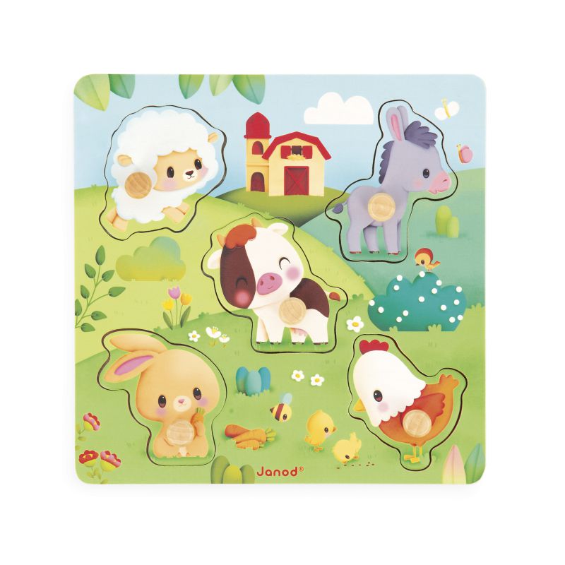 Puzzle táctil encajable de madera • farmhouse