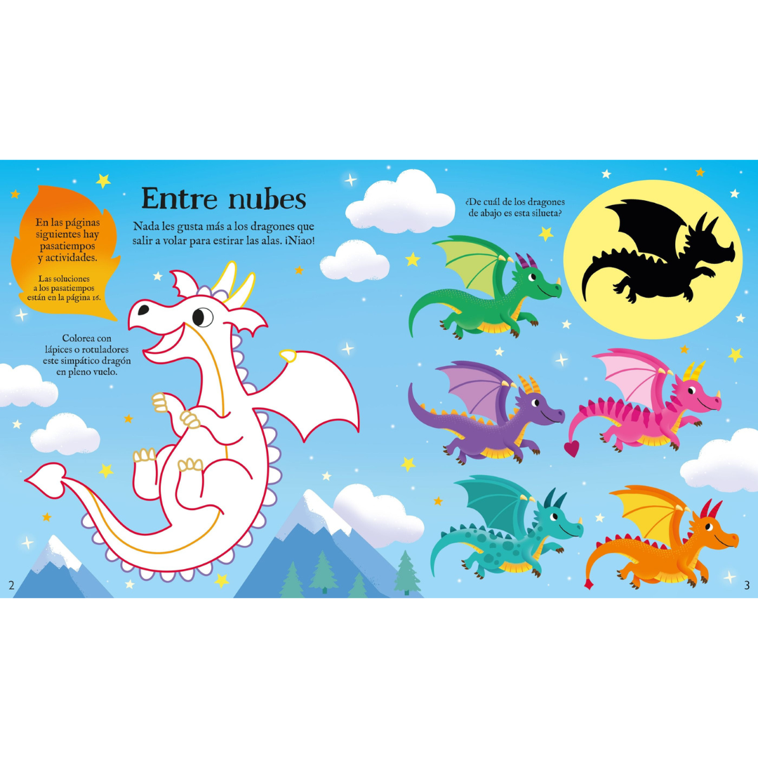 Colorea con láminas metalizadas: dragones