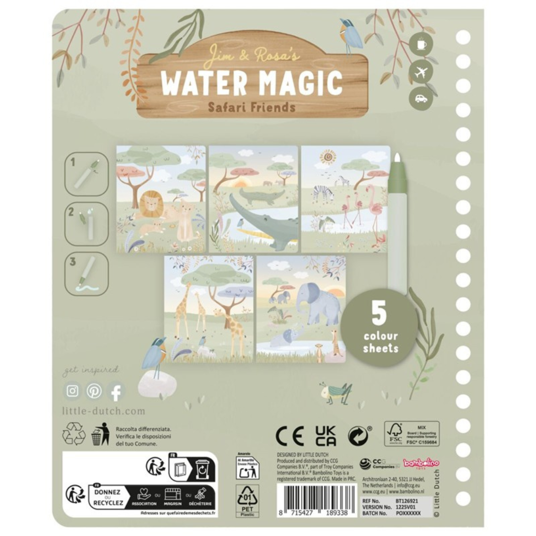 Libro mágico colorear con agua Jim&Rosa LITTLE DUTCH