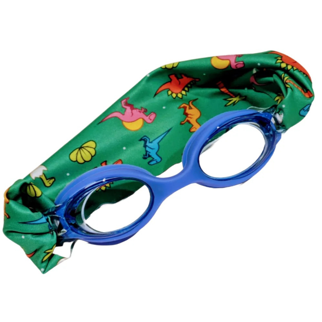 Gafas de natación infantiles con turbante · azul oscuro con dinosaurios