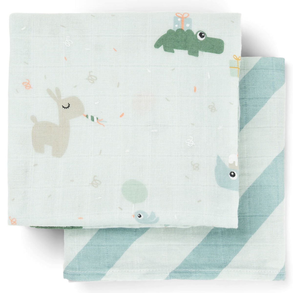 Pack 2 muselinas de algodón DONEBYDEER 65X65 · celebration azul