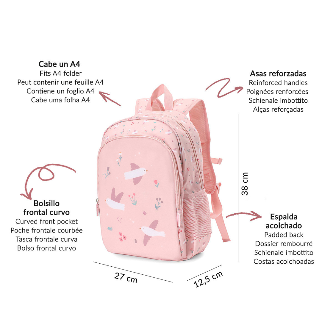 Mochila TUTETE mediana con llavero personalizable · birds