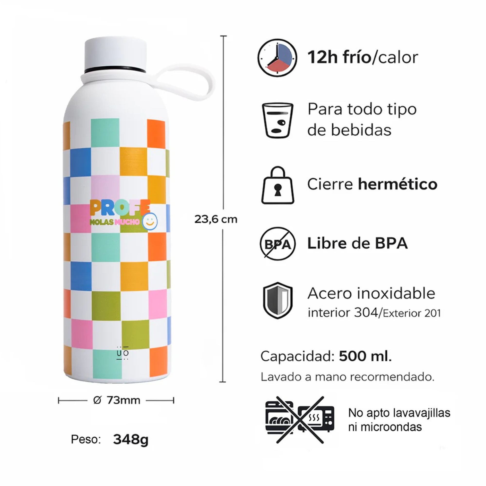 Botella térmica de acero: profe, molas mucho