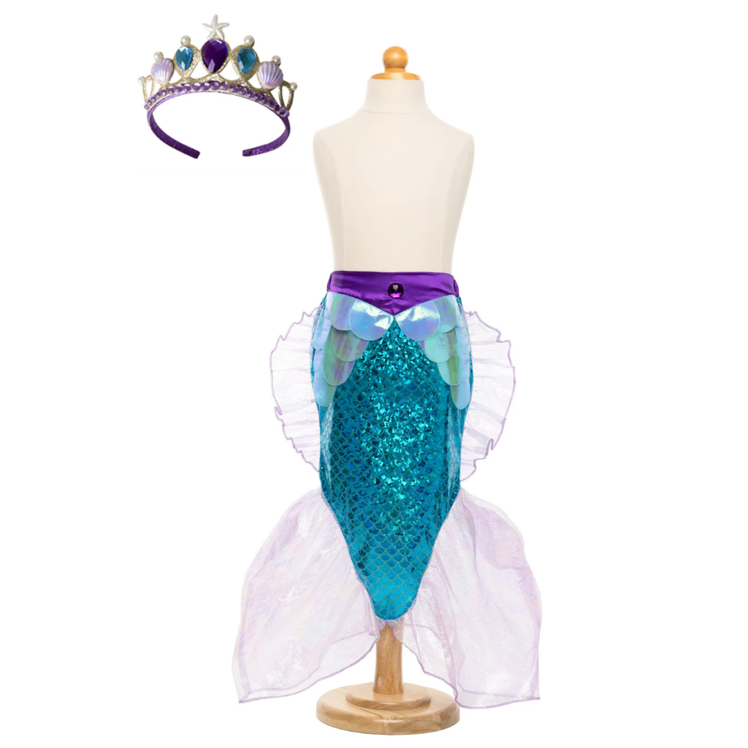 Disfraz brillante de sirena con diadema