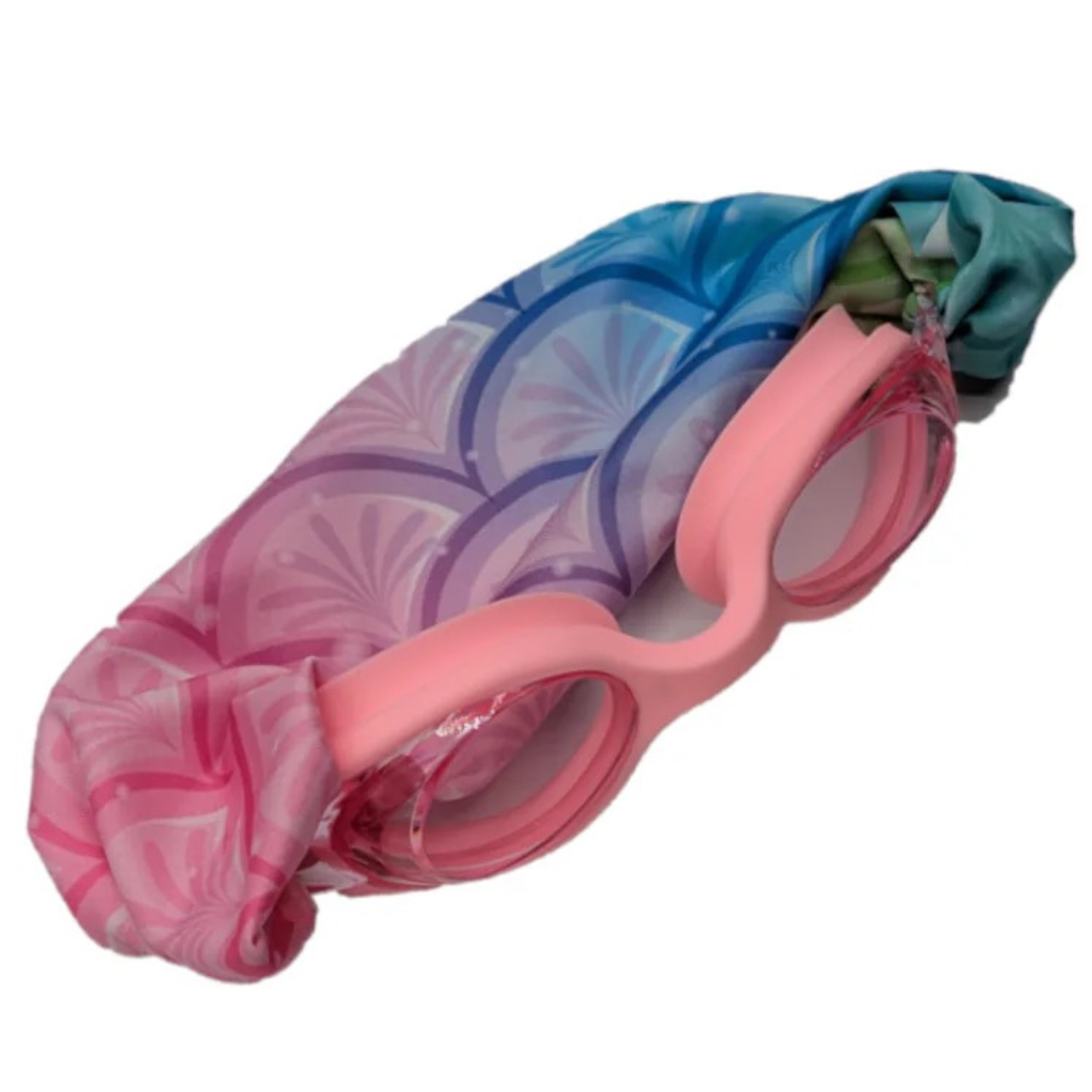 Gafas de natación infantiles con turbante · rosas de sirena