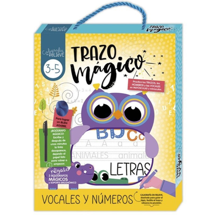 Caligrafía en relieve: vocales y números