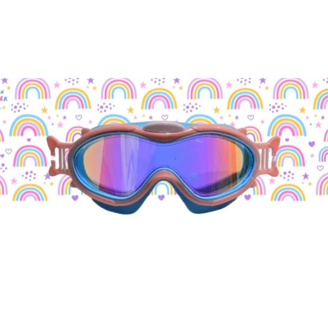 Máscaras de natación infantiles con turbante · rosa con arco iris