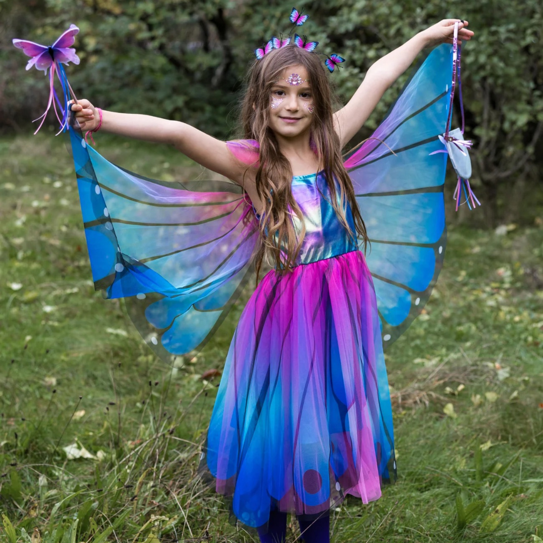 Vestido de mariposas con alas y diadema
