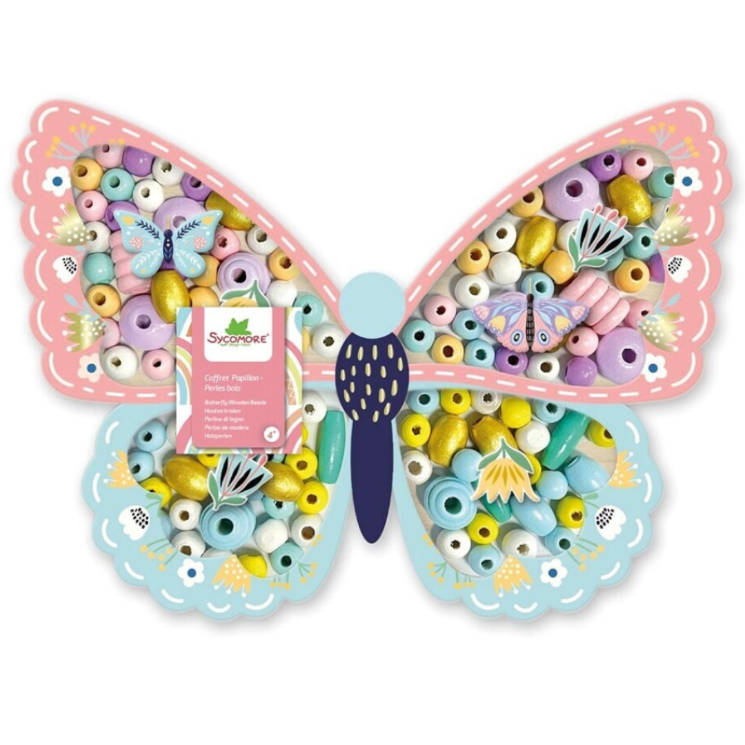 Cofre de 180 perlas de madera · mariposa
