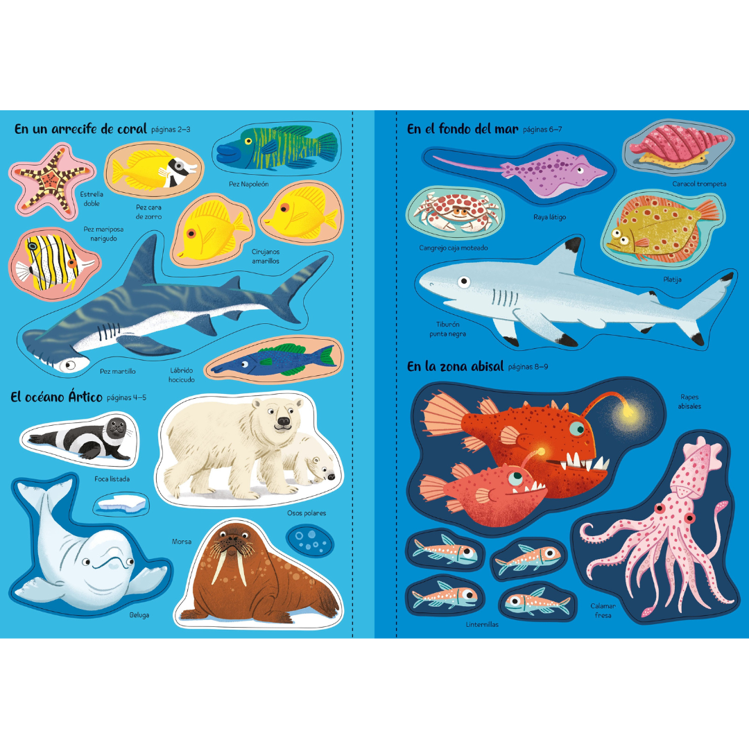 Mi pequeño libro de pegatinas brillantes: animales marinos