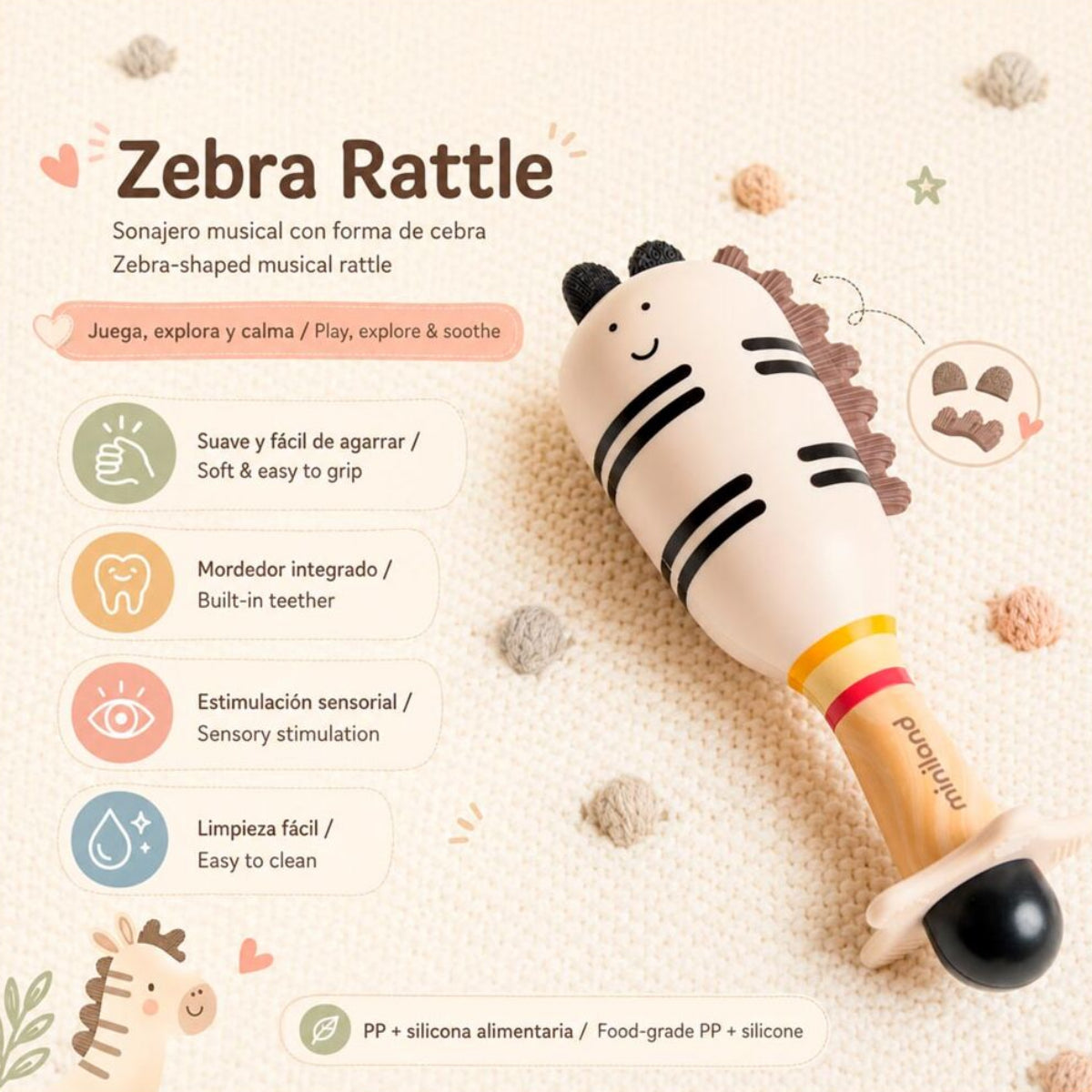 Sonajero zebra rattle MINILAND