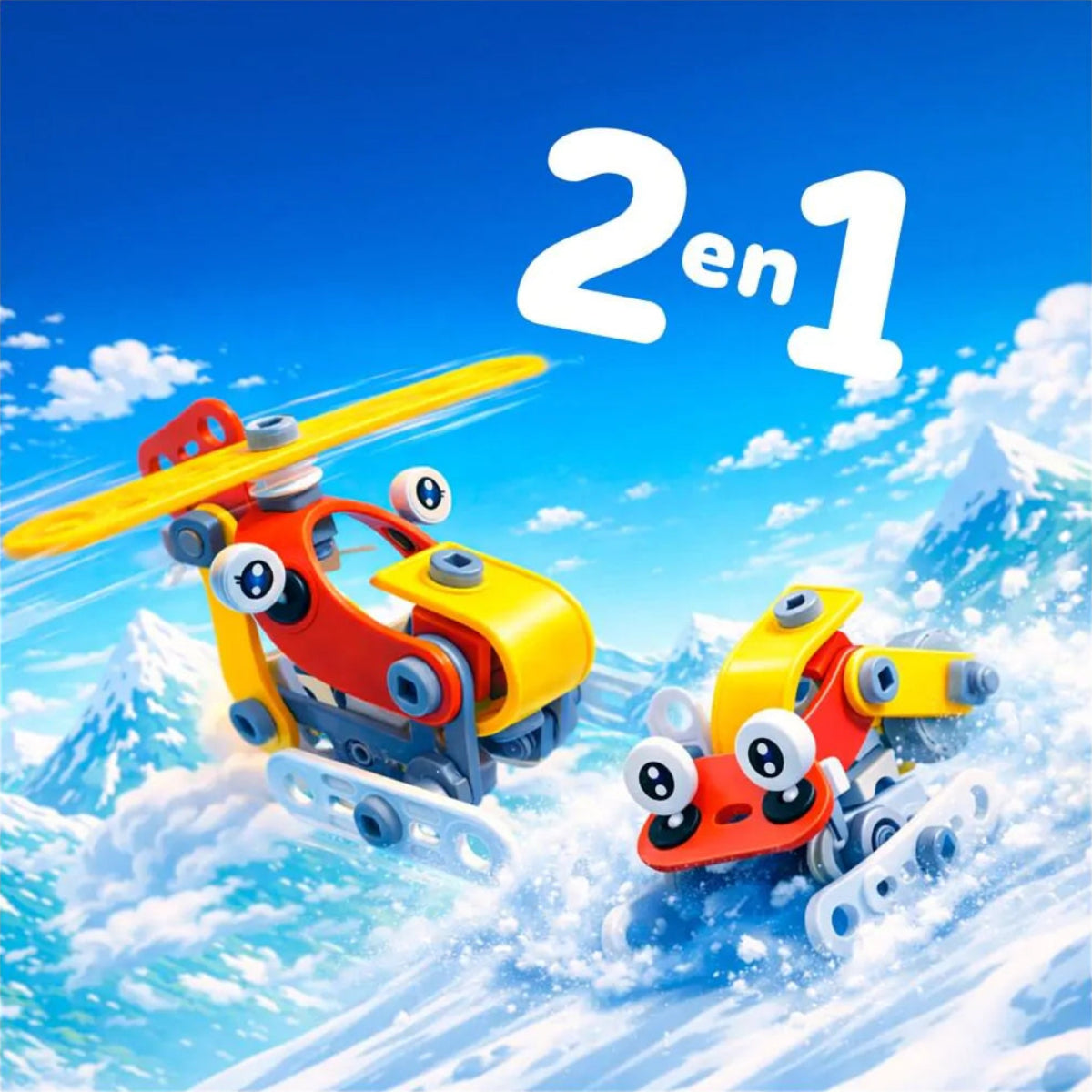 Construcciones flexibles MECAFLEX ¡2 en 1!: helicoptero y motonieve