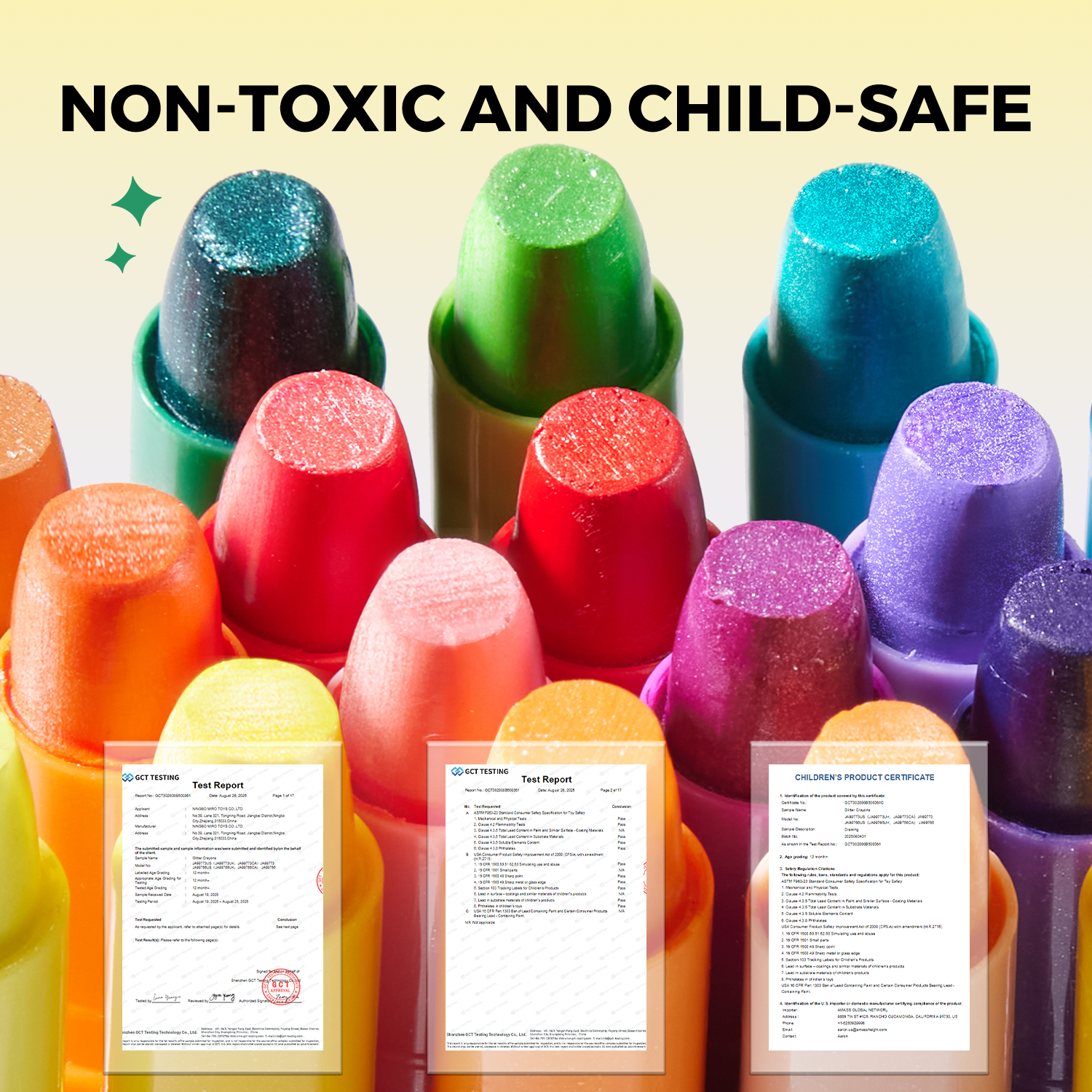 24 crayons suaves ¡con purpurina! lavables
