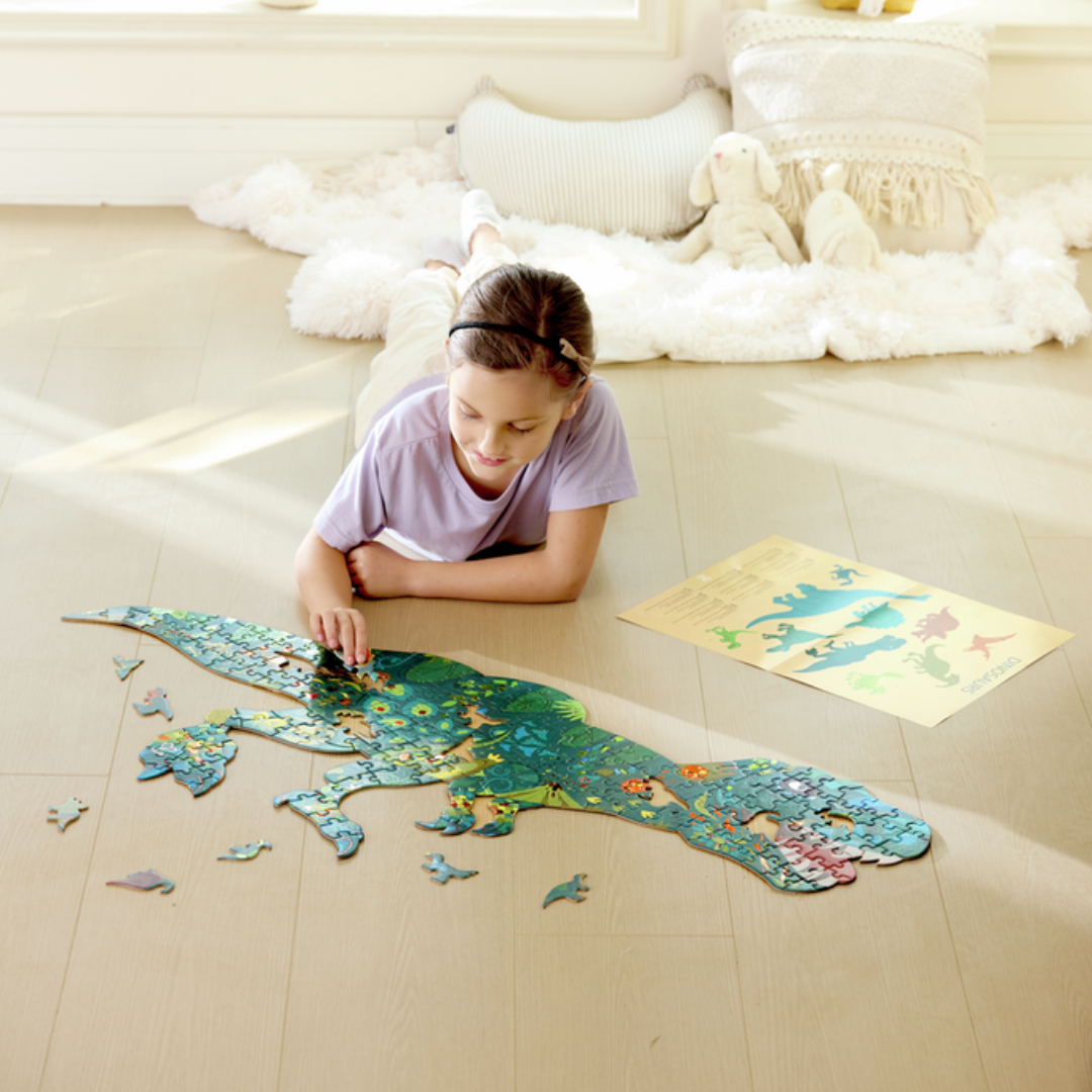 Puzzle de suelo brillante de dinosaurios: 200 piezas