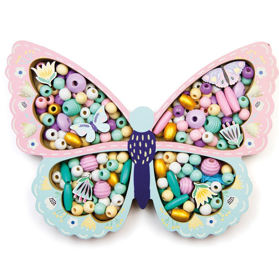Cofre de 180 perlas de madera · mariposa
