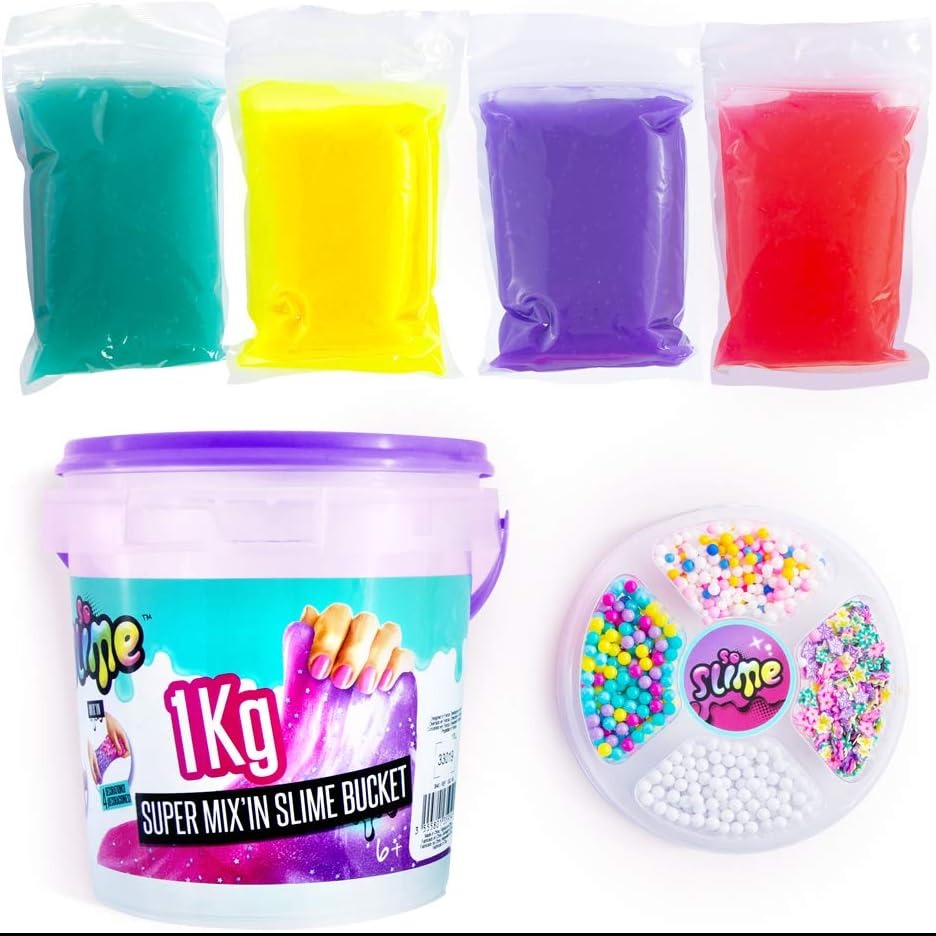 Slime mix ¡1 KG en un cubo! con decoraciones