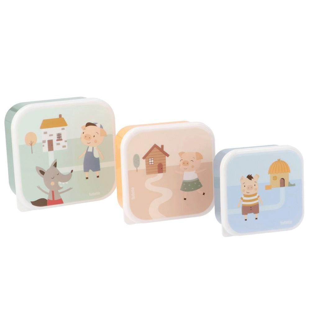 3 cajas de almuerzo TUTETE · The Three Little Pigs