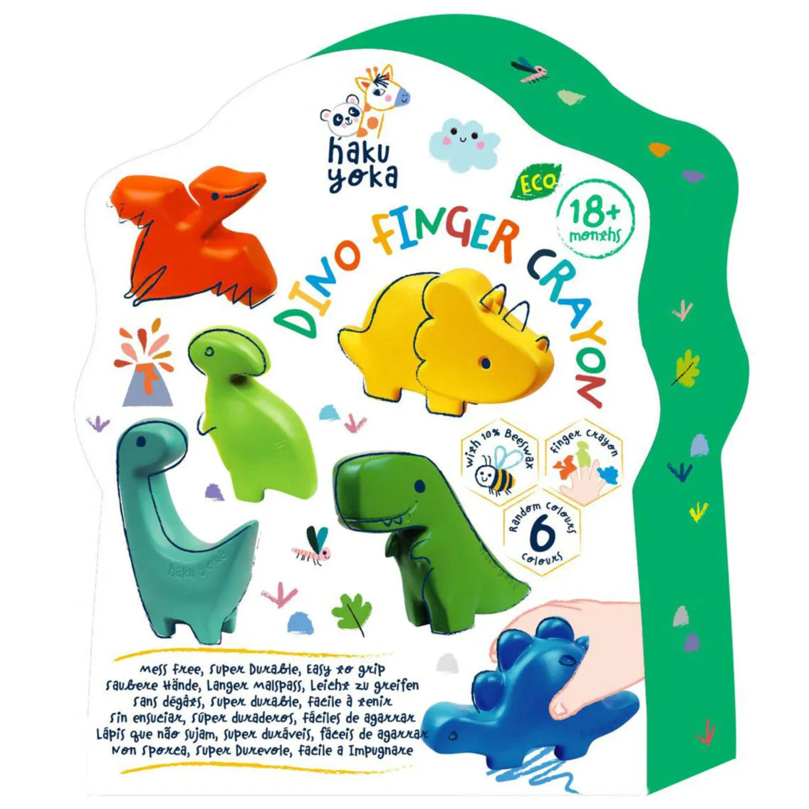 6 crayons de dedo · dinosaurios