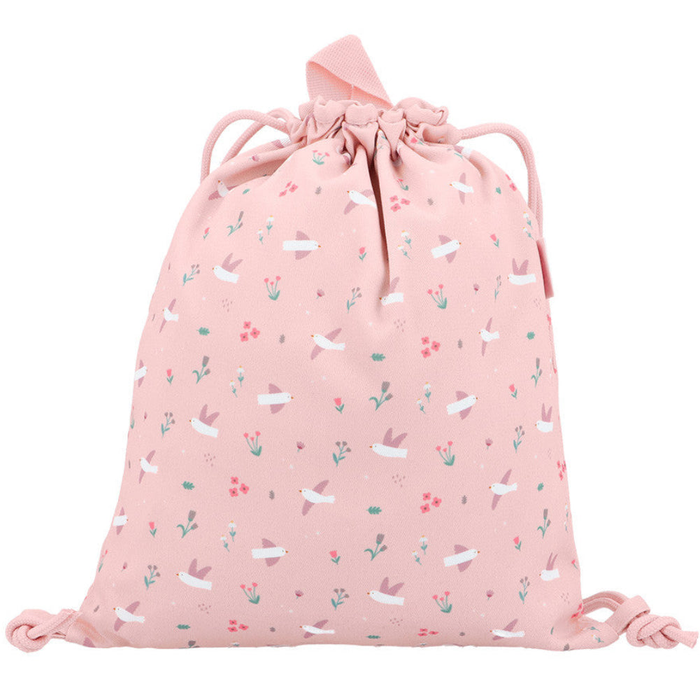 Mochila saco de tela TUTETE personalizable · blossom birds