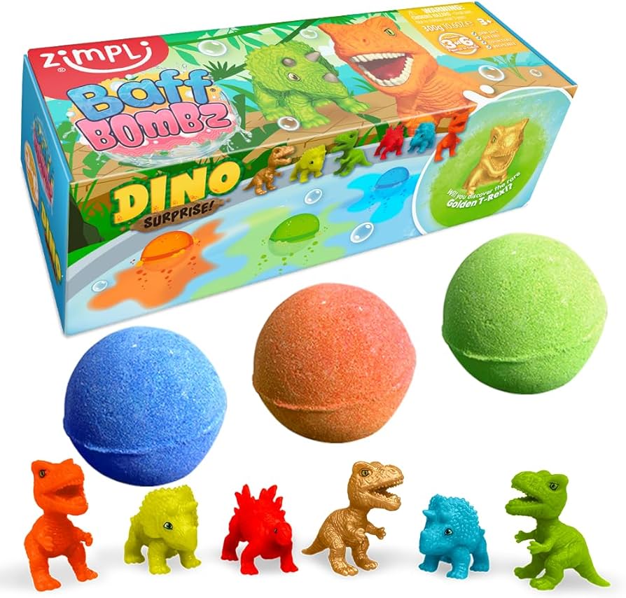 3 Bombas de baño dinosaurios ¡sorpresa!