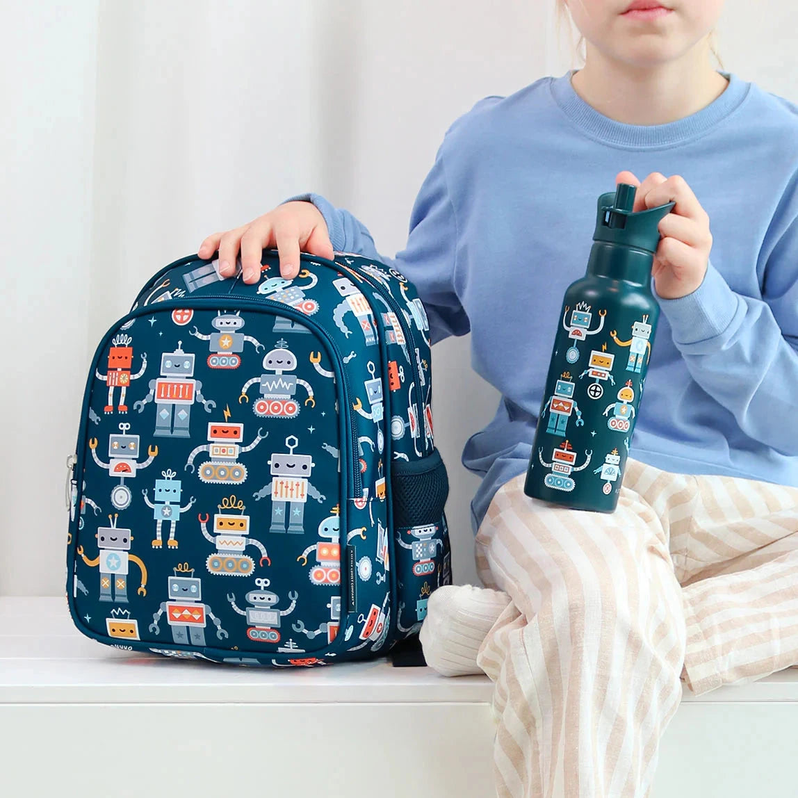 Mochila infantil con bolsillo térmico ALLC · robots