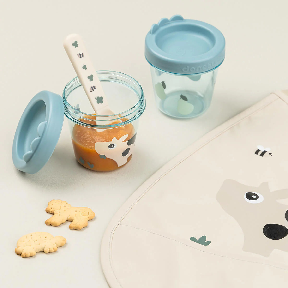 Pack 2 recipientes porta alimentos DONEBYDEER tiny farm · azul