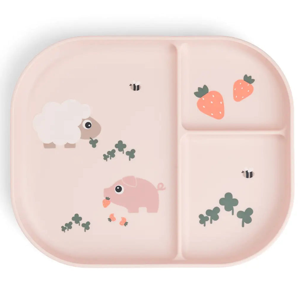 Plato foodie con compartimentos DONEBYDEER tiny farm · rosa