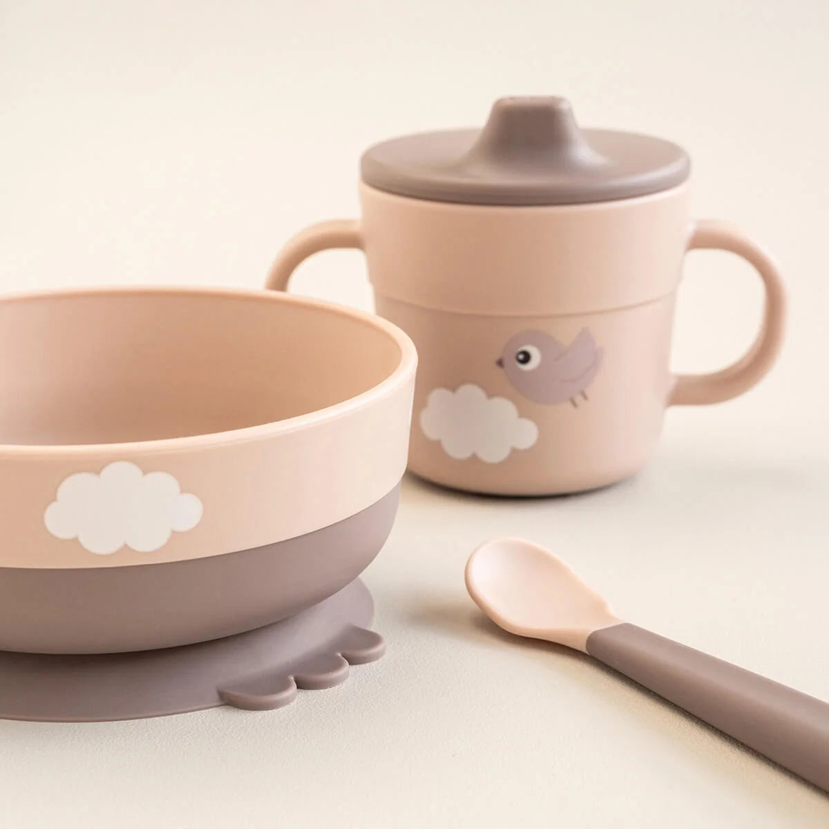 Vajilla con ventosa DONEBYDEER · happy cloud rosa