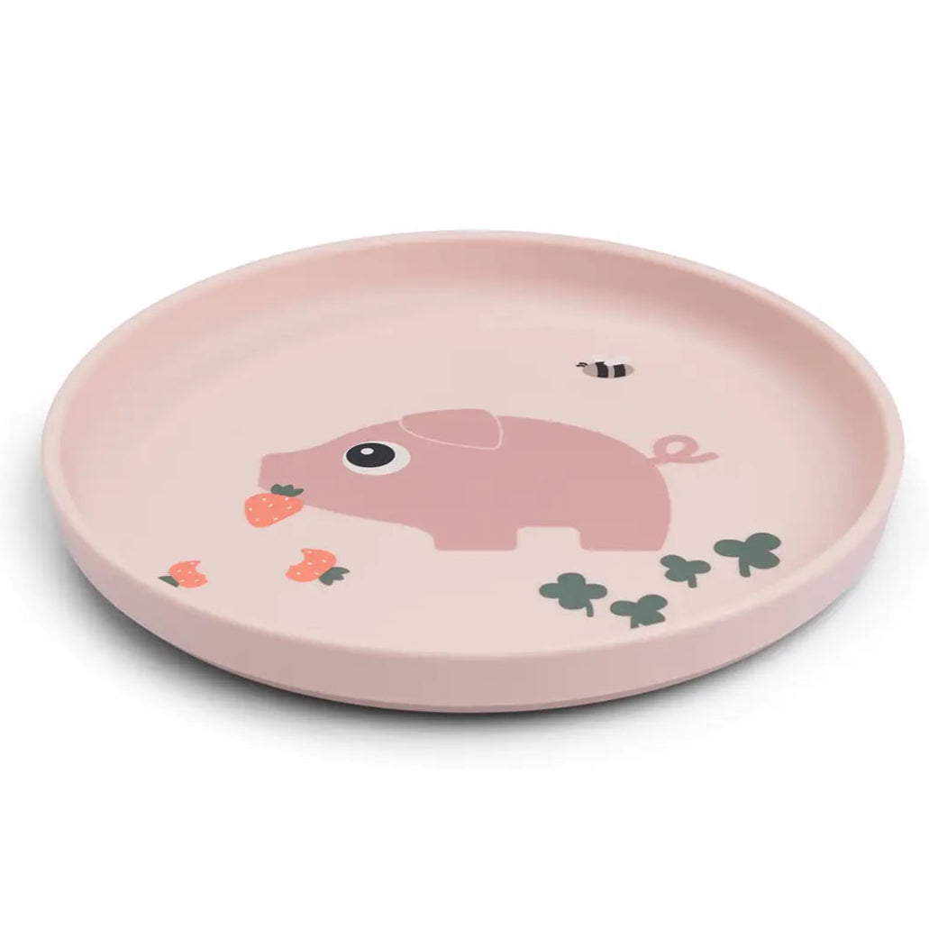 Plato foodie antideslizante DONEBYDEER tiny farm · rosa