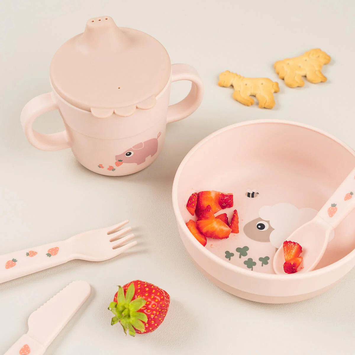 Taza de aprendizaje DONEBYDEER tiny farm · rosa