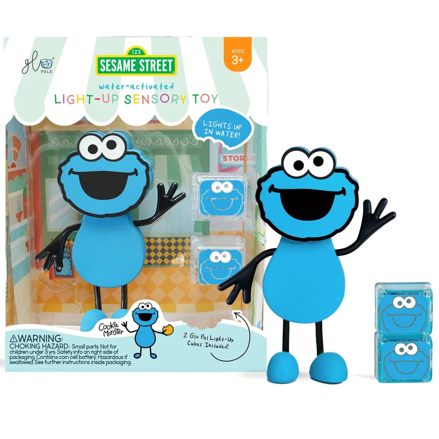 Personaje con 2 cubos de luz GLOPALS · COOKIE MONSTER