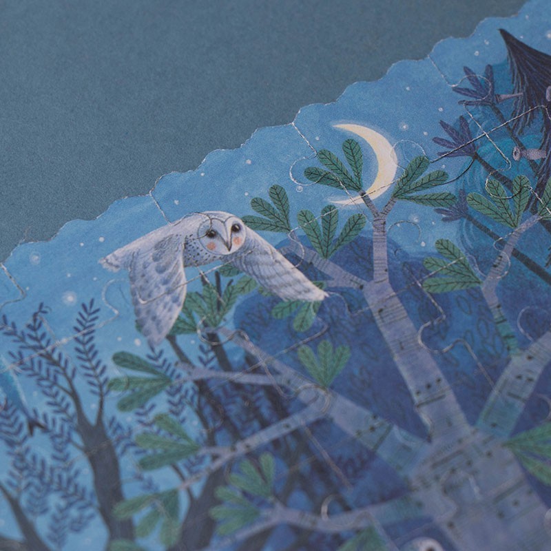 Puzzle pocket ¡reversible! night and day in the forest